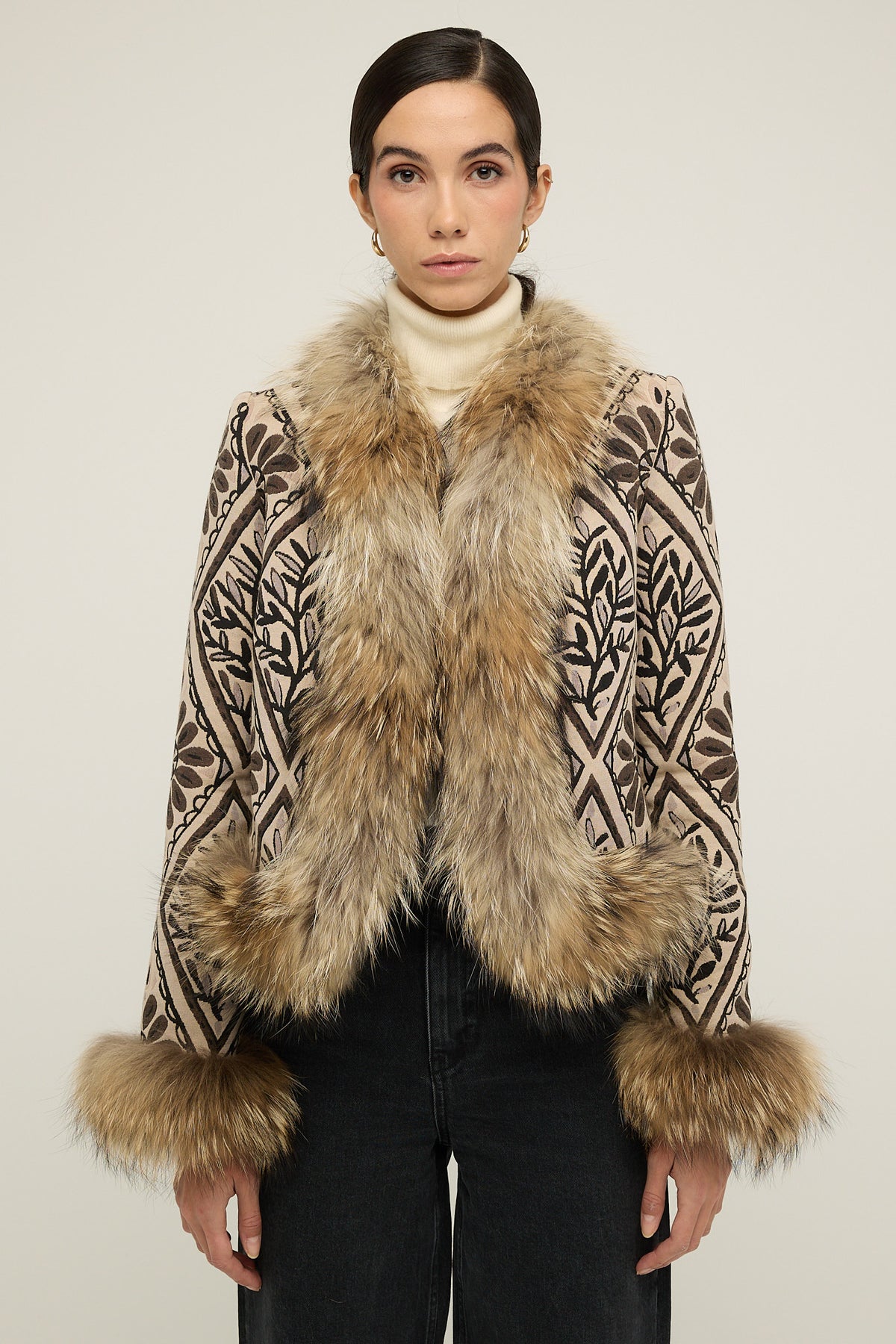 COVA chaqueta de jacquard con raccoon