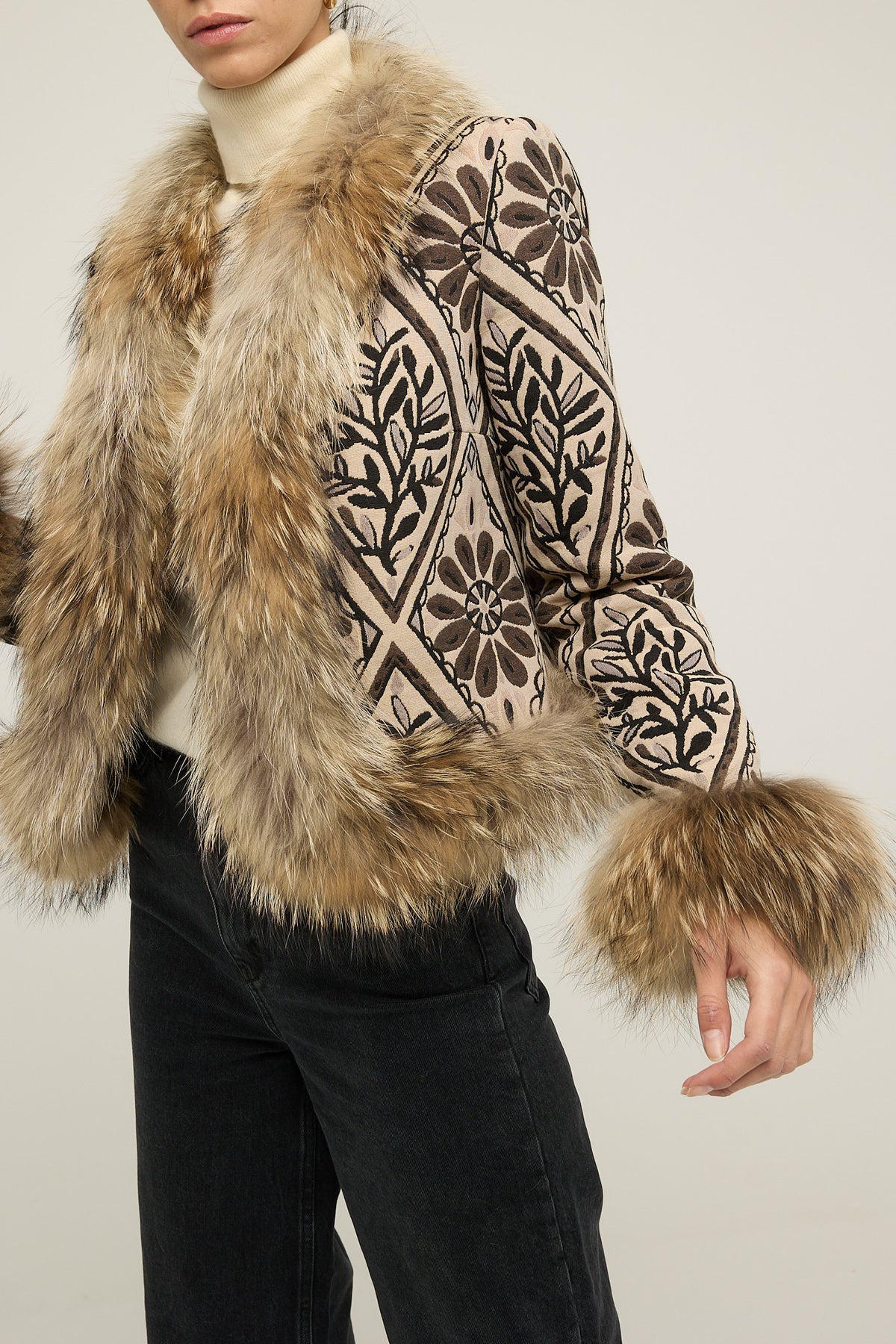 COVA chaqueta de jacquard con raccoon