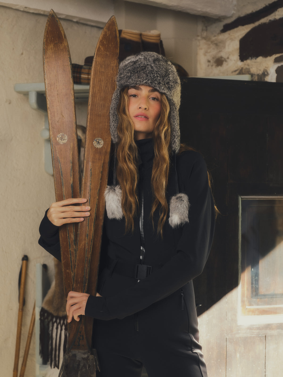 FORMIGAL GRIS gorro de pelo de conejo