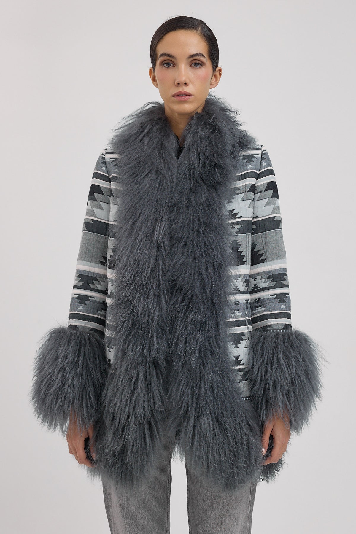 GRANDOLA chaquetón estampado navajo con tibet lamb