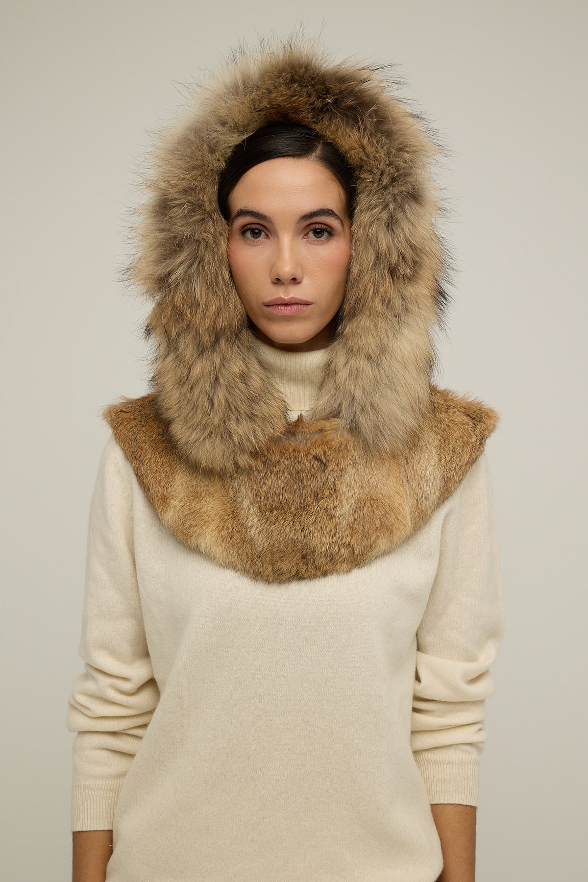 BERET capucha de pelo de conejo