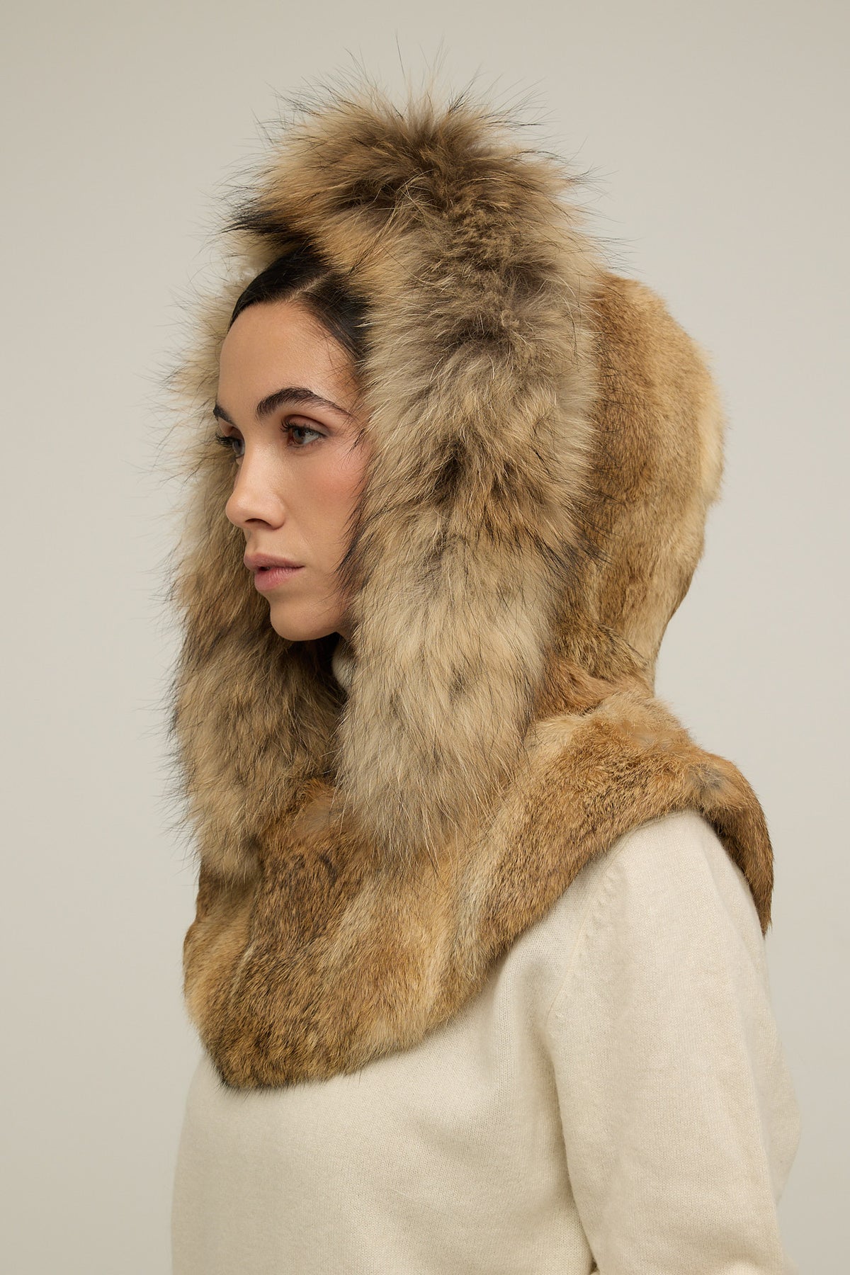 BERET capucha de pelo de conejo