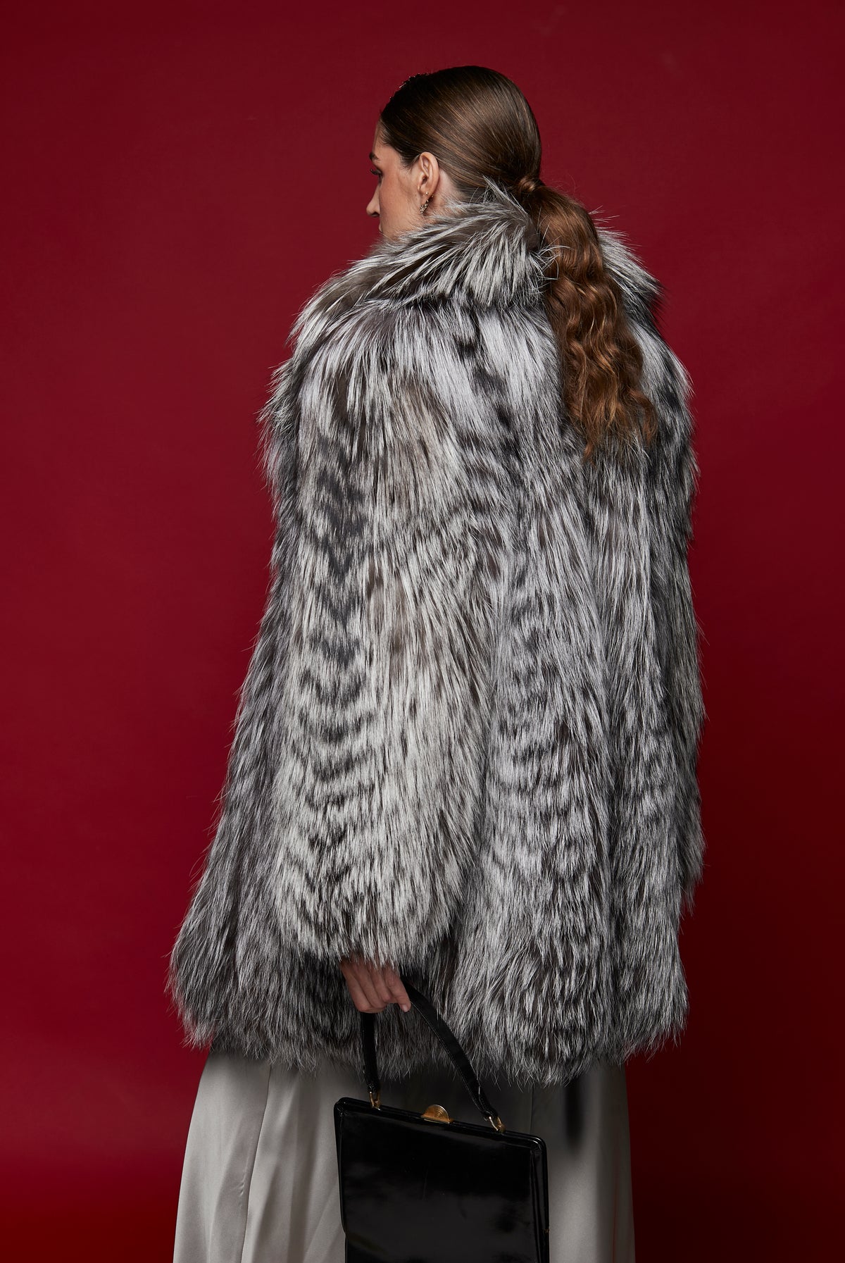 SESTRIERE chaquetón de zorro argenté