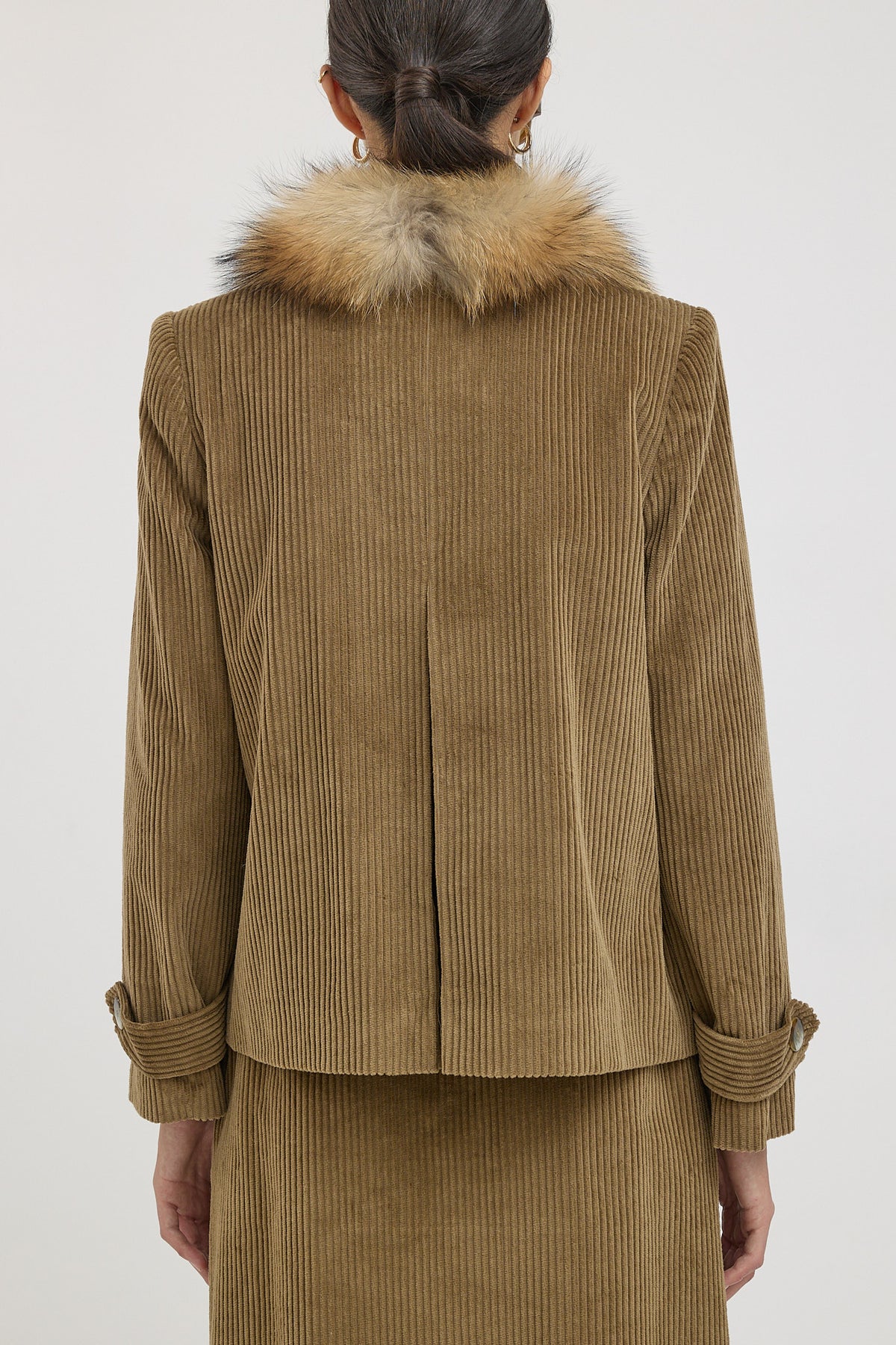 EVORA PANA chaqueta loden de pana con raccoon