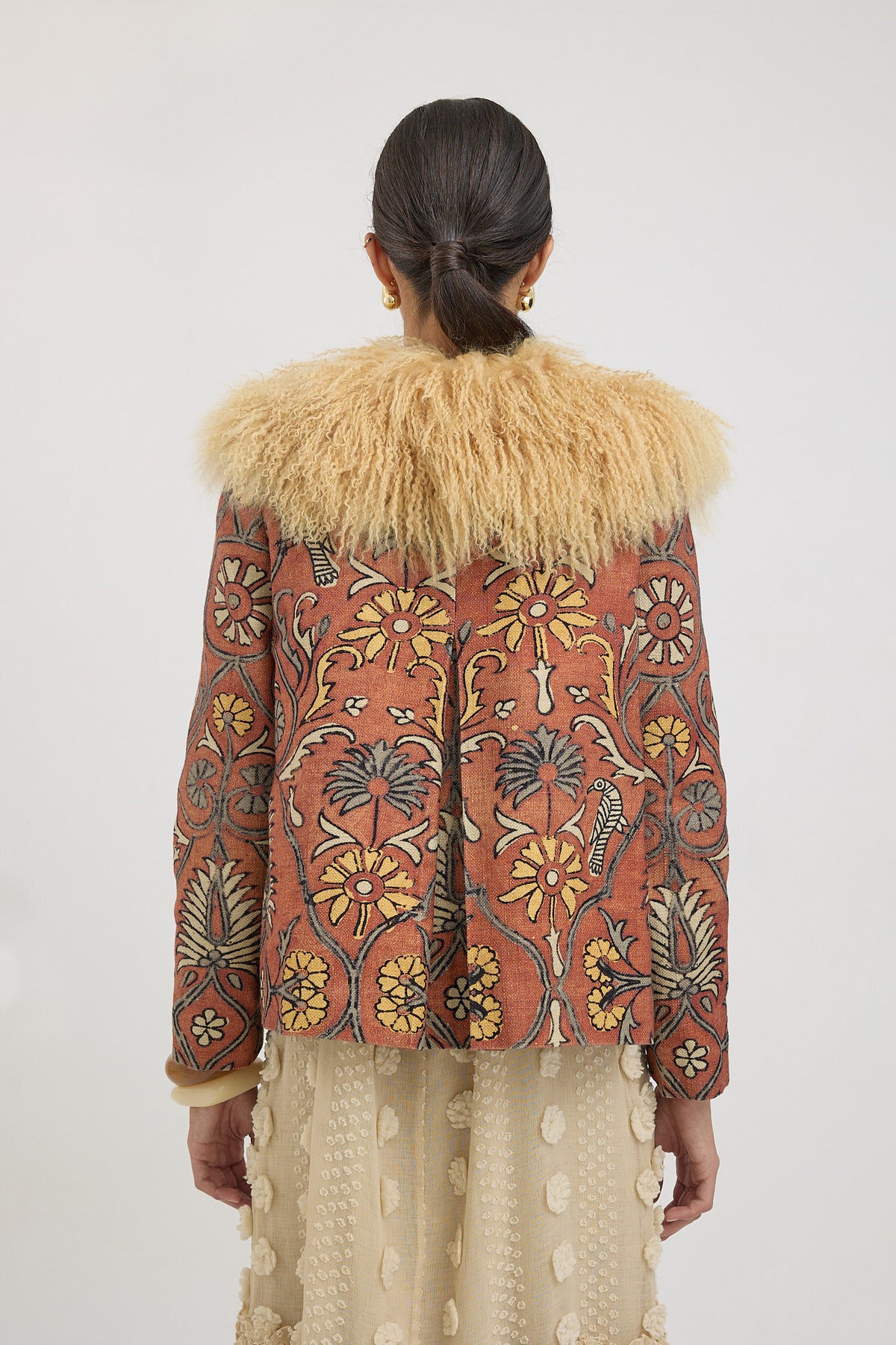 ESTREMOZ chaquetón estampado con cuello de tibet lamb