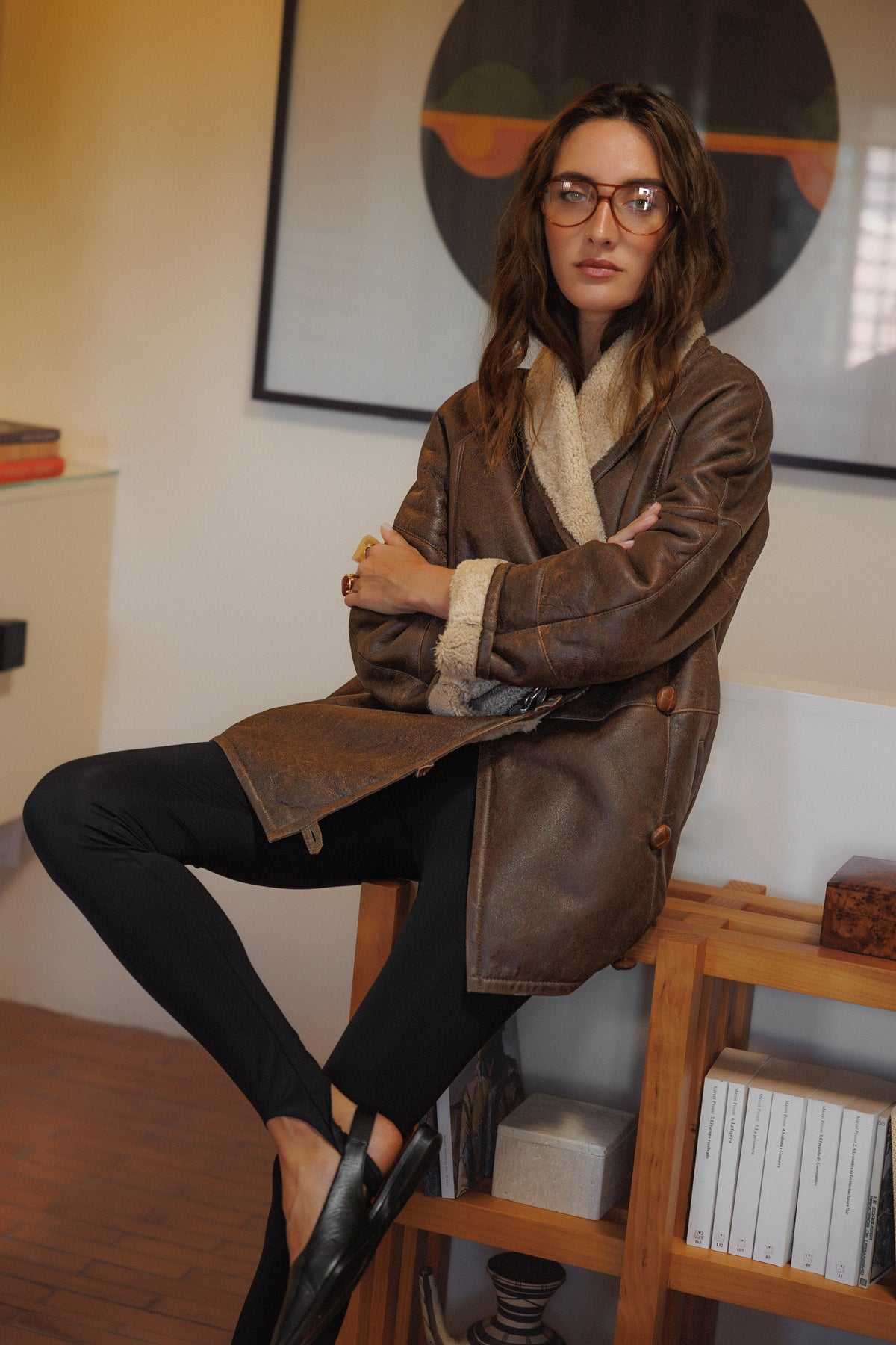 VEDRA MARRON chaquetón de cordero oversized