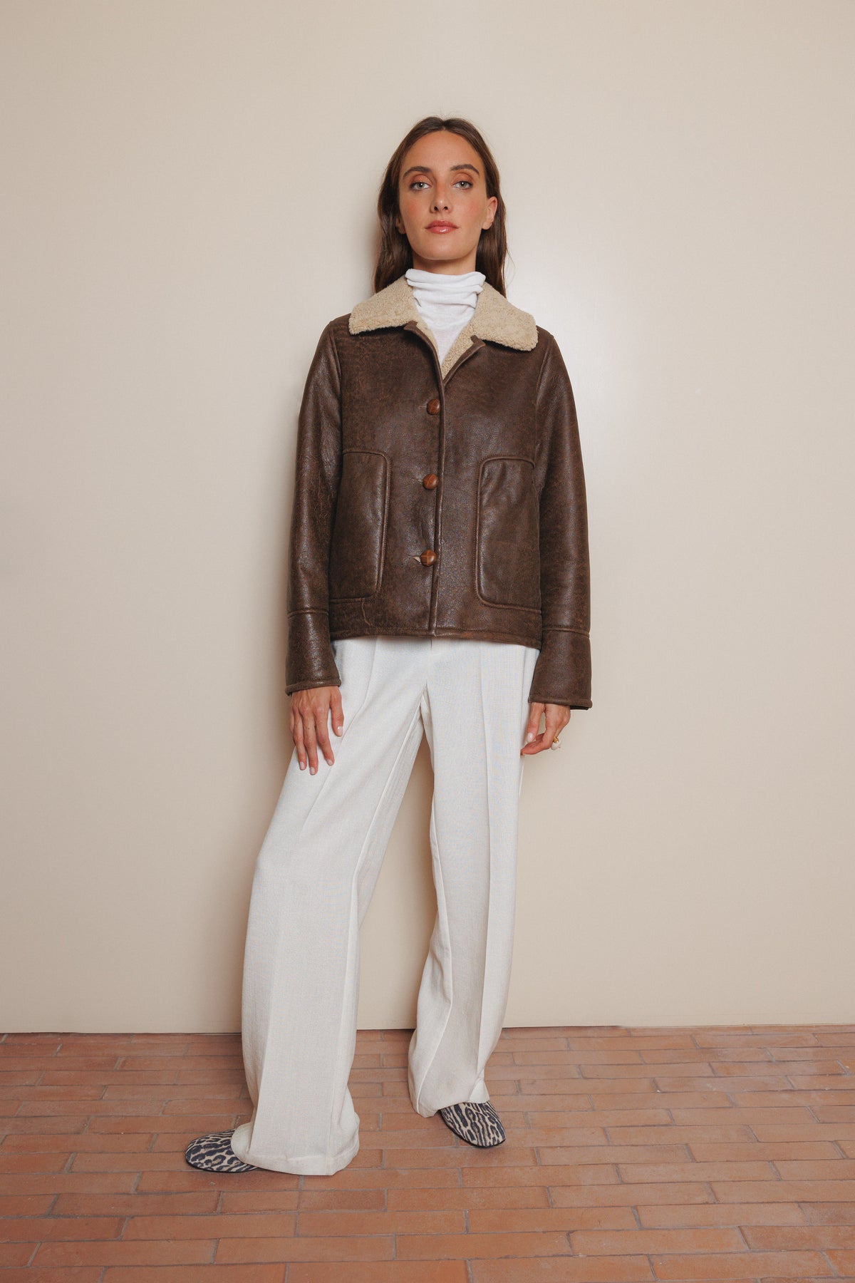 BARES MARRON chaqueta de cordero shearling