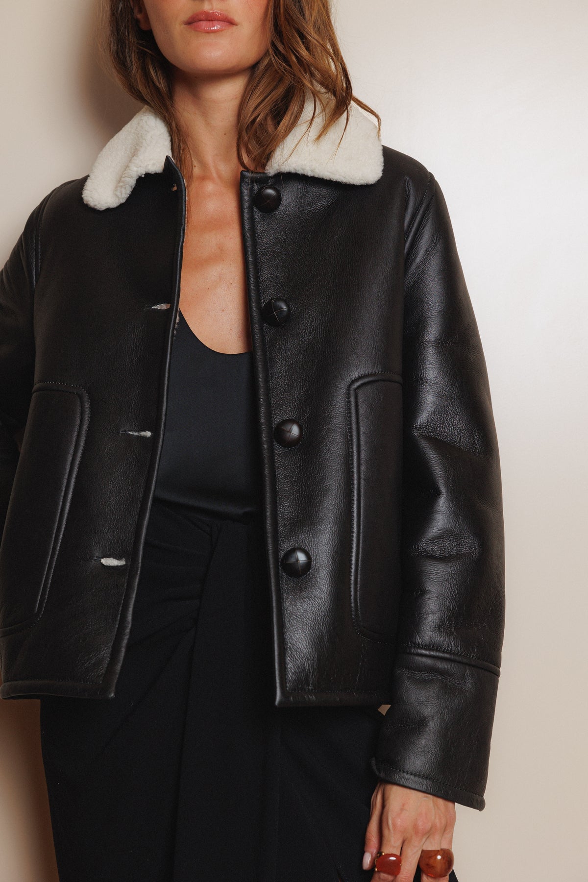 BARES NEGRA chaqueta de cordero shearling