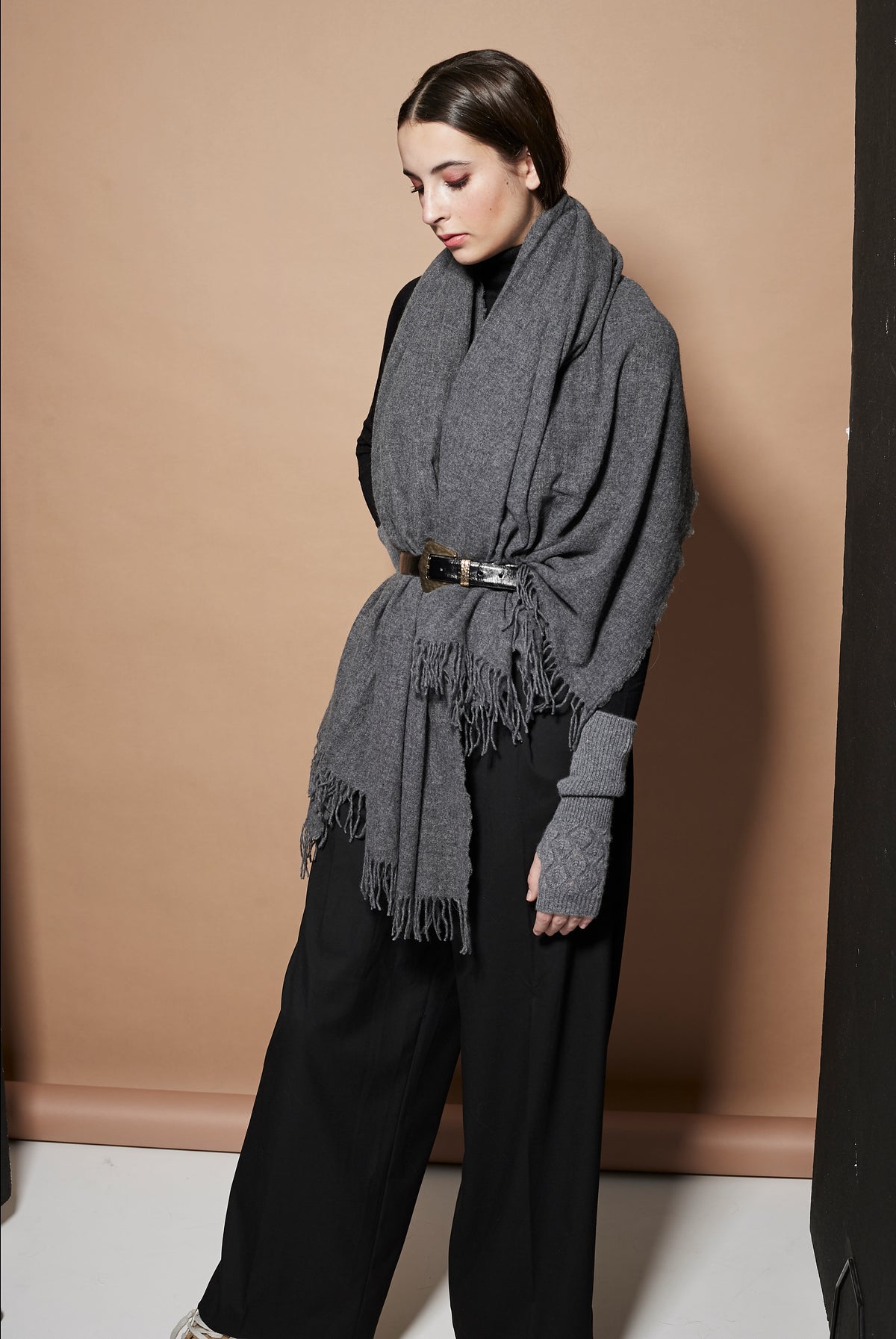 DAVOS GRIS mitones de cashmere