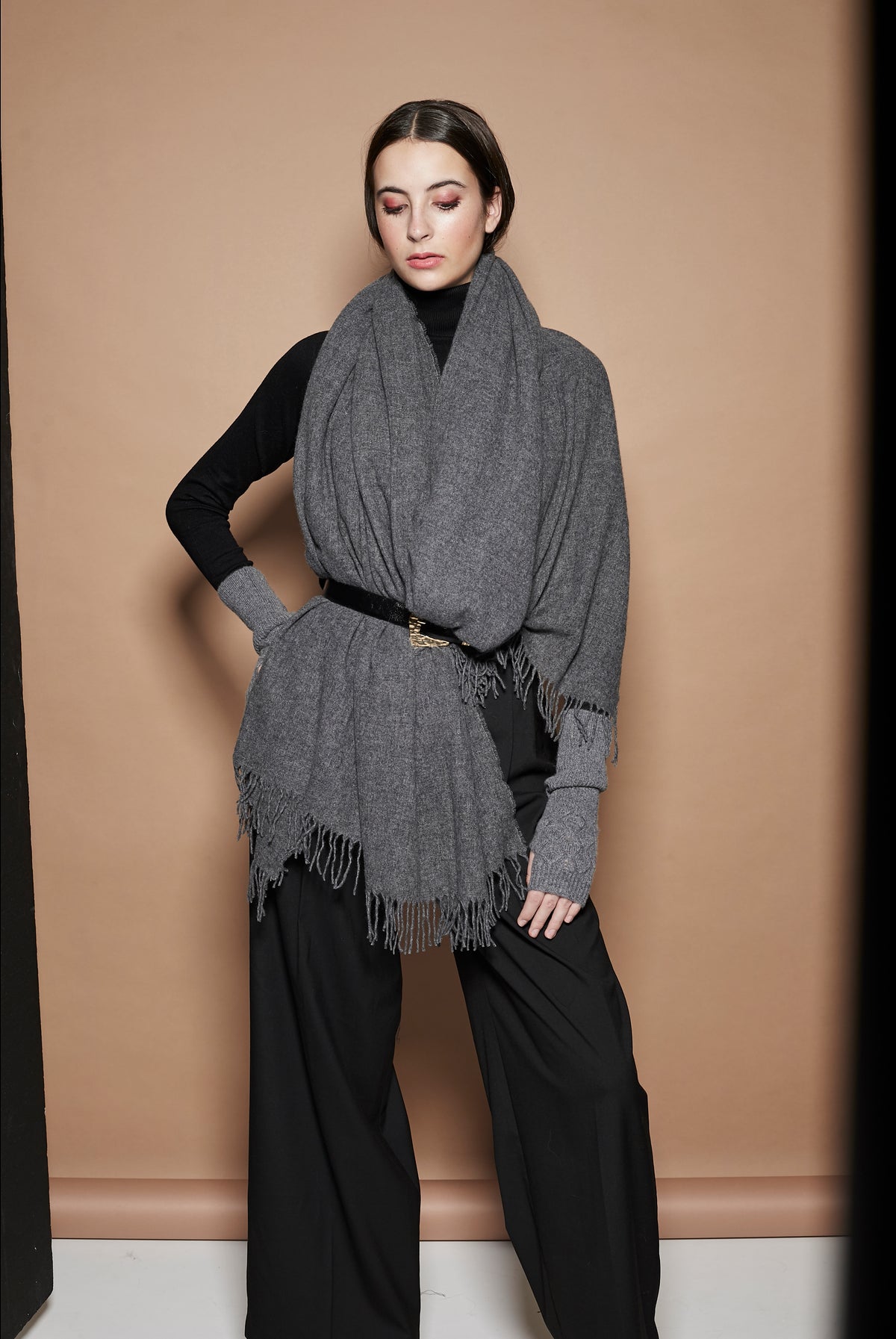 DAVOS GRIS mitones de cashmere