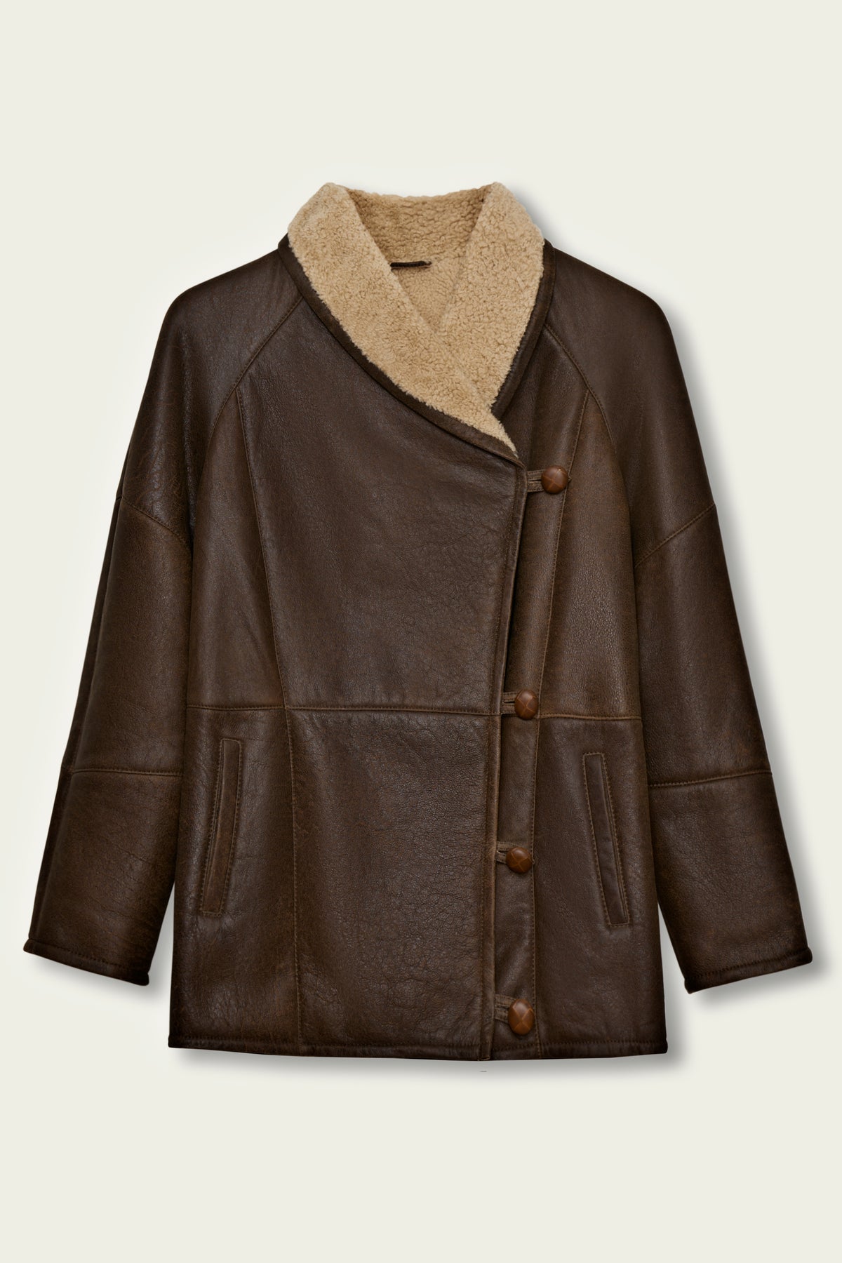 VEDRA MARRON chaquetón de cordero oversized