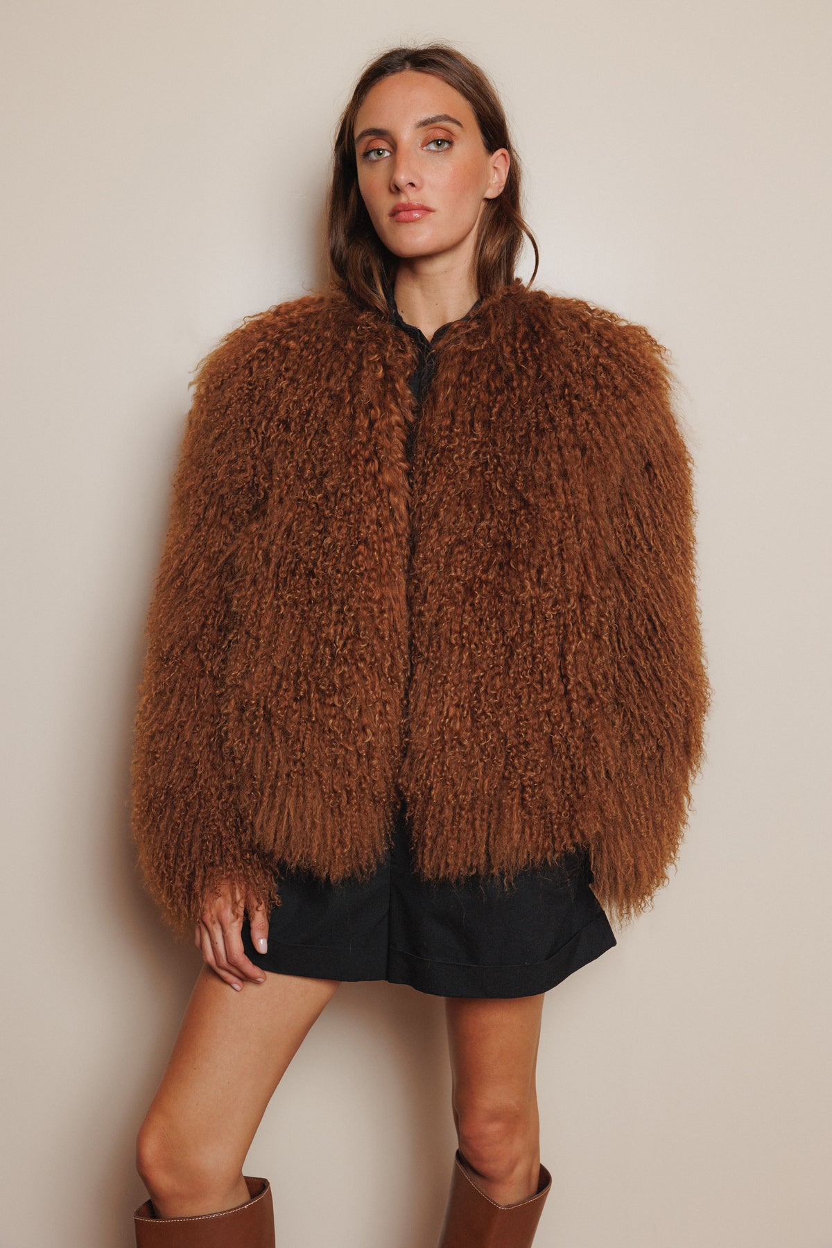 CEE MARRON chaquetón de tibet lamb